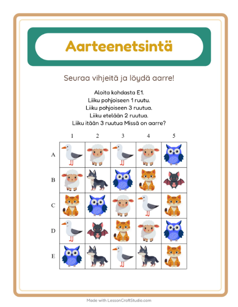Aarteenetsintä kompassilla – Eläimet