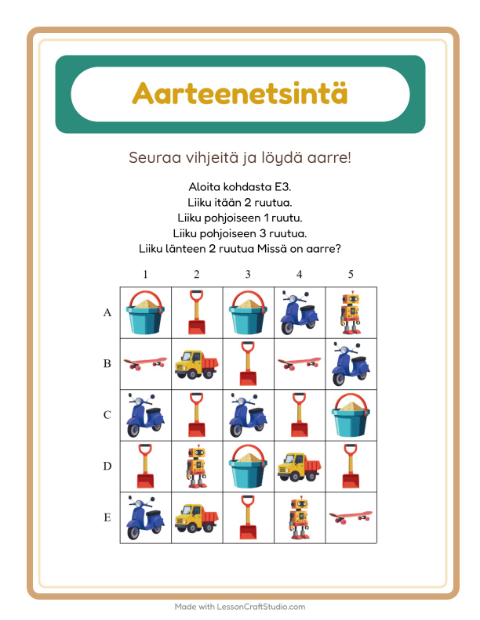 Aarteenetsintä kompassilla – Lelut