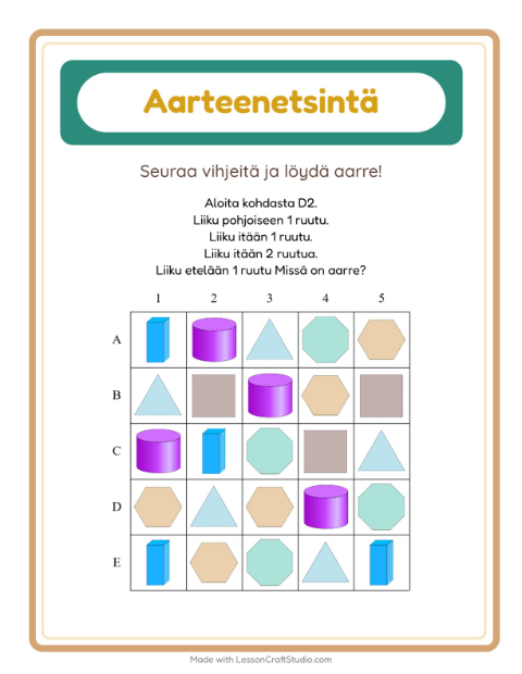 Aarteenetsintä kompassilla – Muodot