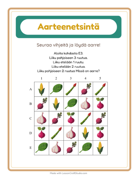 Aarteenetsintä kompassilla – Vihannekset