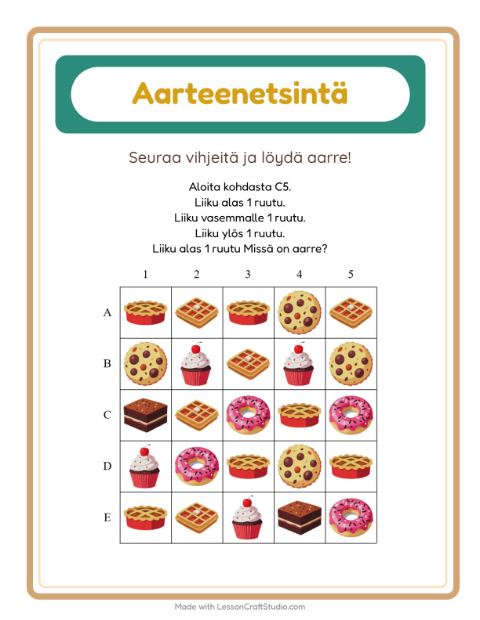 Aarteenetsintä nuolilla – Jälkiruoat ja makeiset