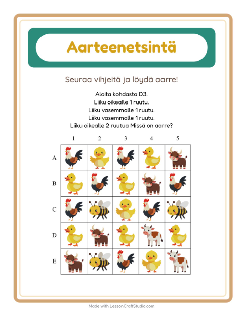 Aarteenetsintä nuolilla – Maatilan eläimet