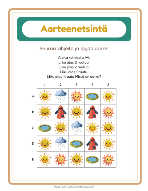 Aarteenetsintä nuolilla – Sää
