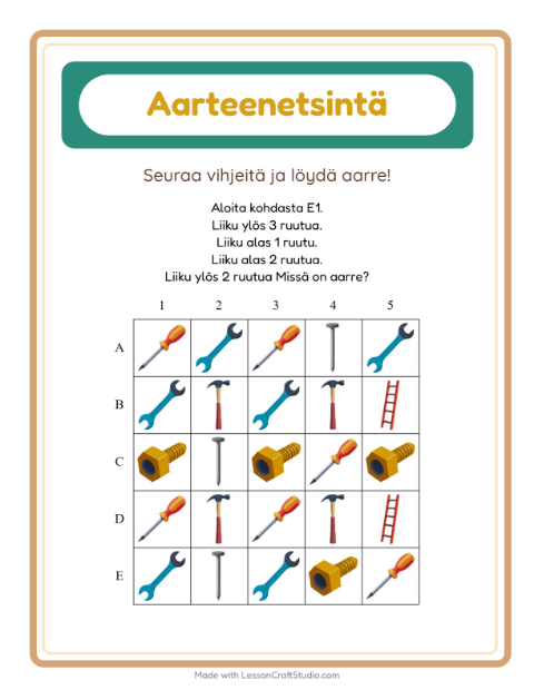 Aarteenetsintä nuolilla – Työkalut