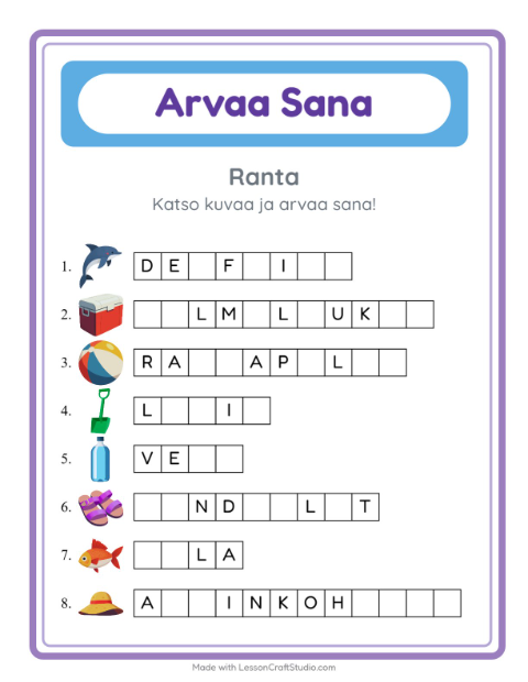Arvaa sana, helpot sanat – Ranta
