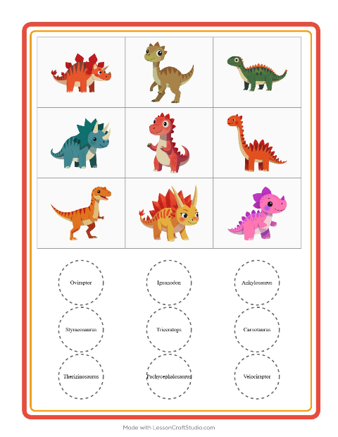 Kuvabingo: Dinosaurukset – esikouluikäisille — 2