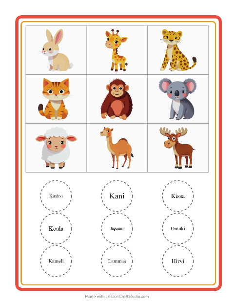 Kuvabingo: Eläimet – esikouluikäisille — 3
