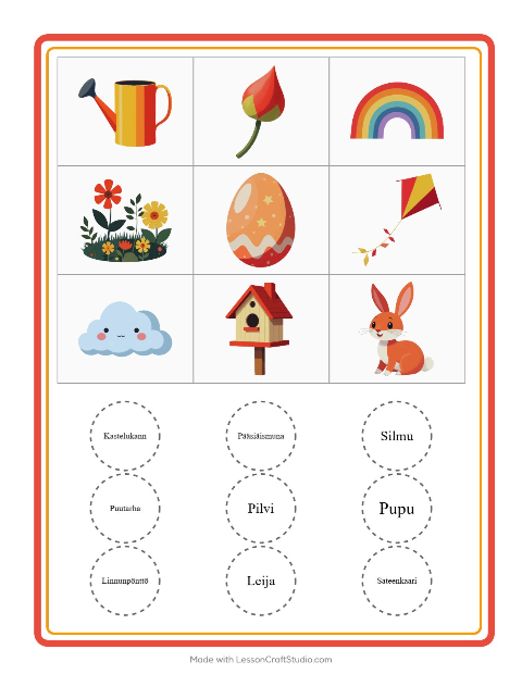 Kuvabingo: Kevät – esikouluikäisille — 2