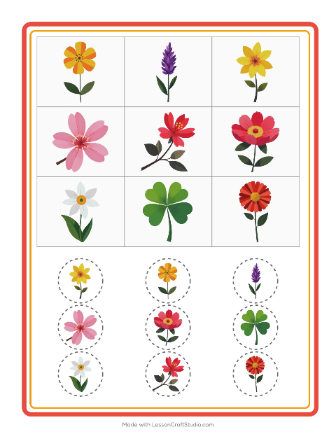 Esikatselu: Bingo-tehtäväarkki, aiheena Kukat, Esiopetus