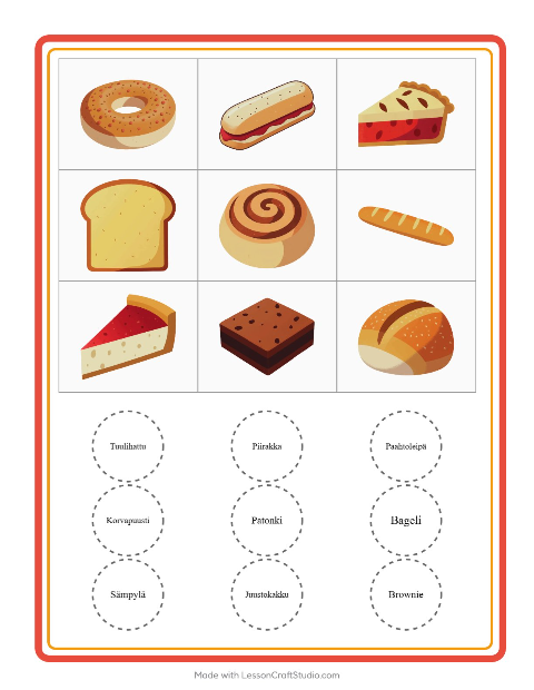 Kuvabingo: Leipomo – esikouluikäisille — 2