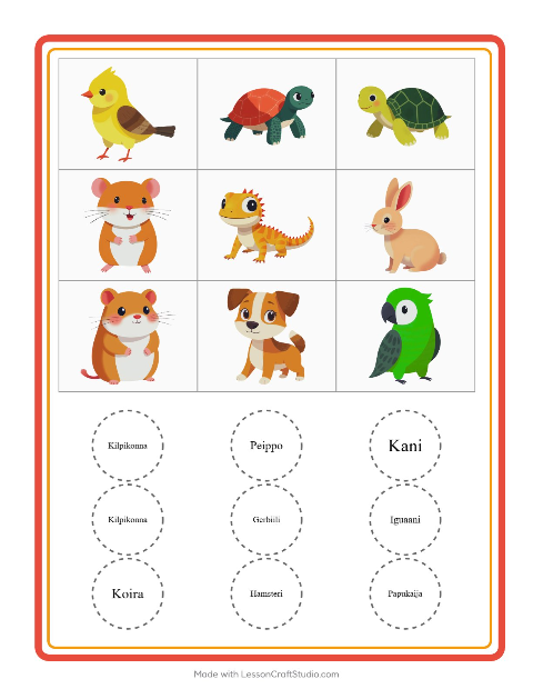 Kuvabingo: Lemmikit – esikouluikäisille — 2