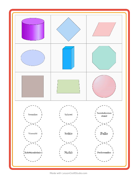 Kuvabingo: Muodot – esikouluikäisille — 2