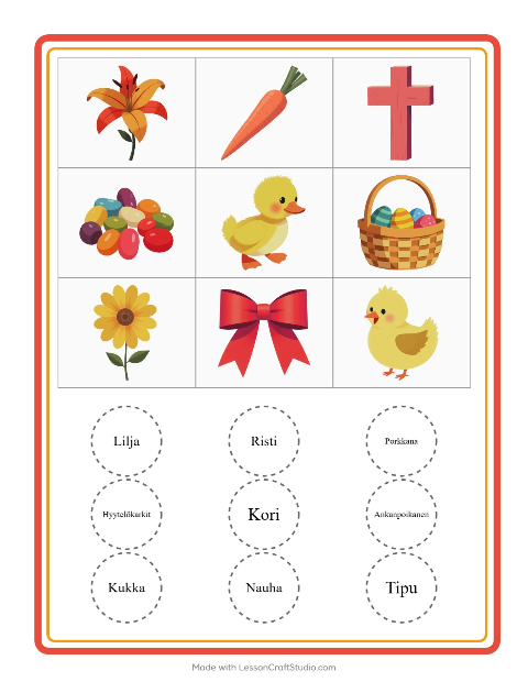 Kuvabingo: Pääsiäinen – esikouluikäisille — 2