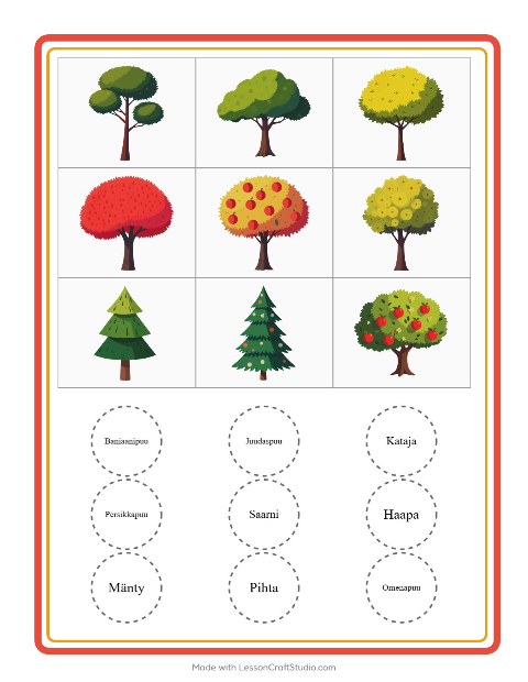 Kuvabingo: Puut – esikouluikäisille — 2