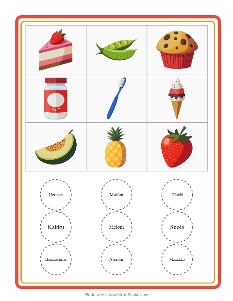 Kuvabingo: Ruokakaupassa – esikouluikäisille — 2