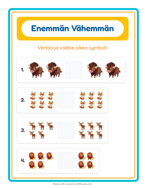 Enemmän vai vähemmän – Eläintarhan eläimet