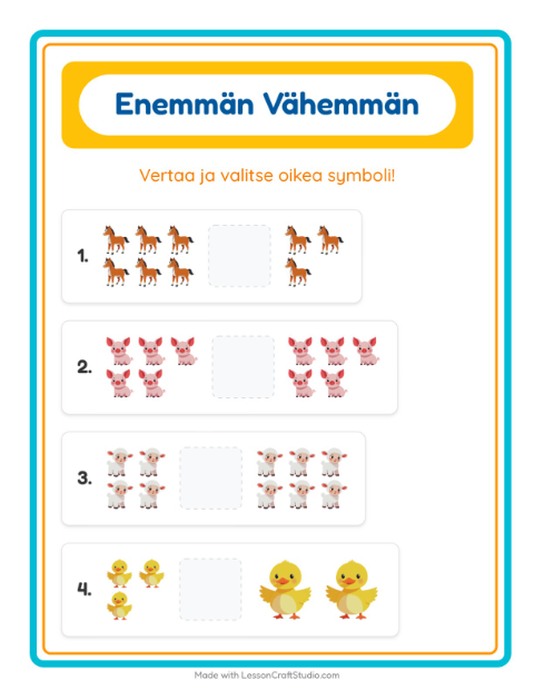 Enemmän vai vähemmän – Maatilan eläimet