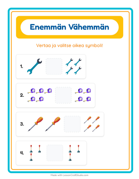 Enemmän vai vähemmän – Työkalut
