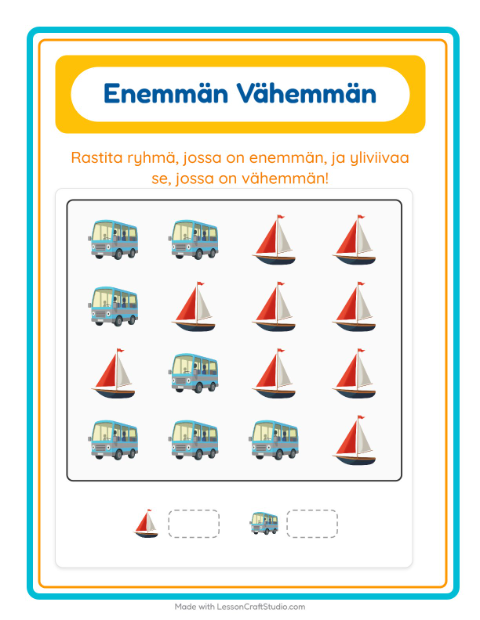 Esikatselu: Enemmän vai vähemmän: Ajoneuvot – esikouluikäisille