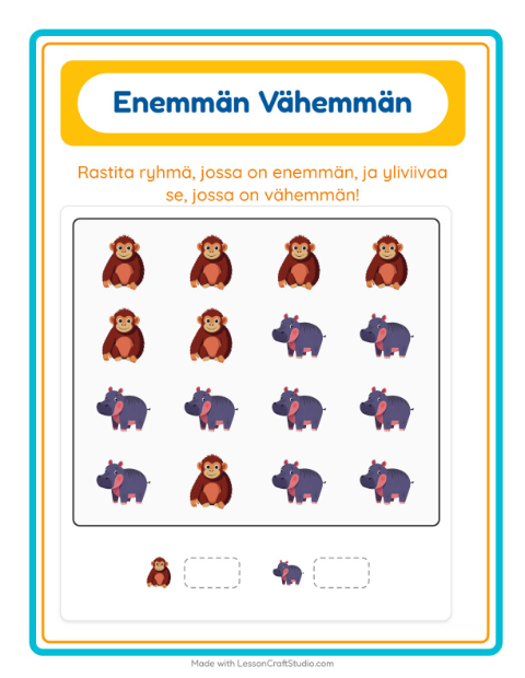 Enemmän vai vähemmän – Eläintarhan eläimet