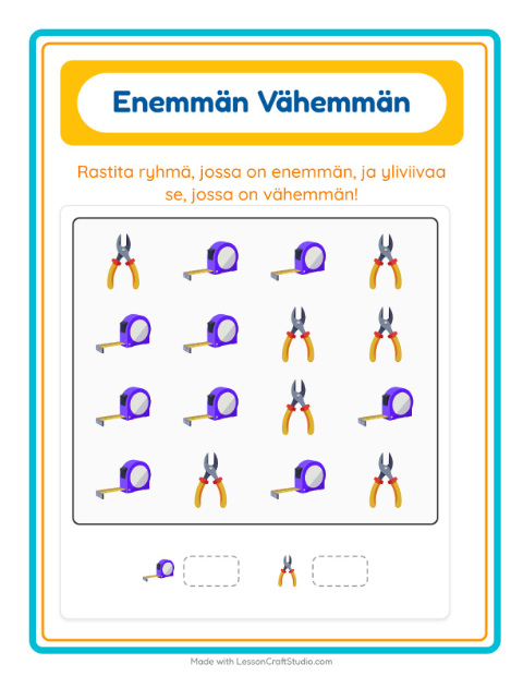 Enemmän vai vähemmän – Työkalut