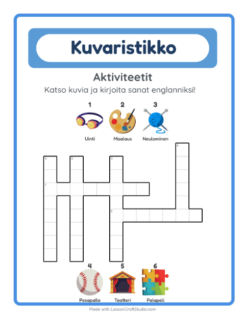 Englannin kuvaristikko – Aktiviteetit