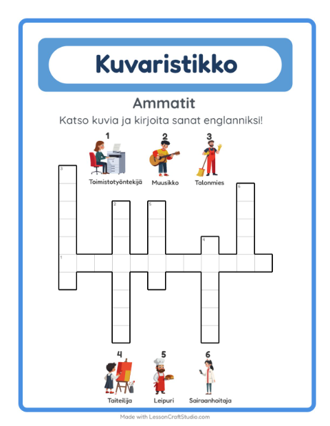 Englannin kuvaristikko – Ammatit