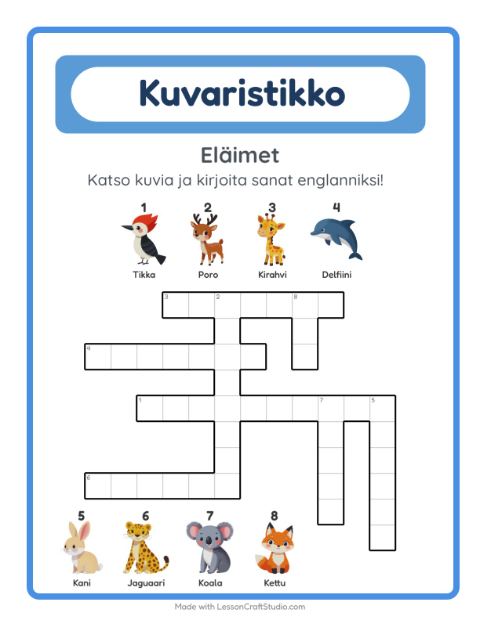 Englannin kuvaristikko – Eläimet