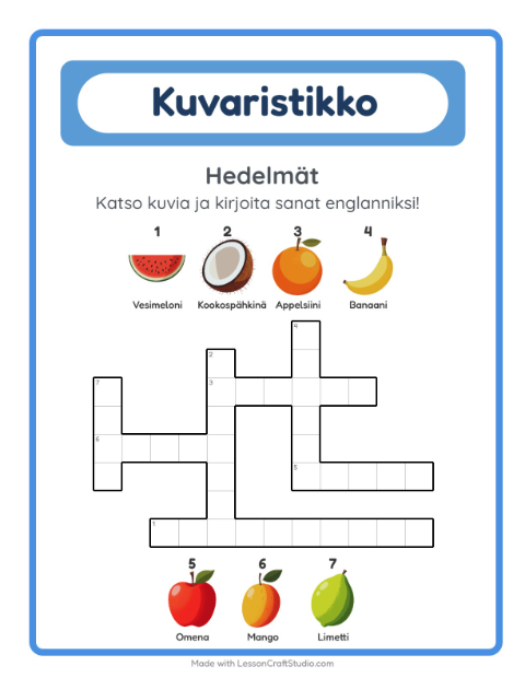 Englannin kuvaristikko – Hedelmät