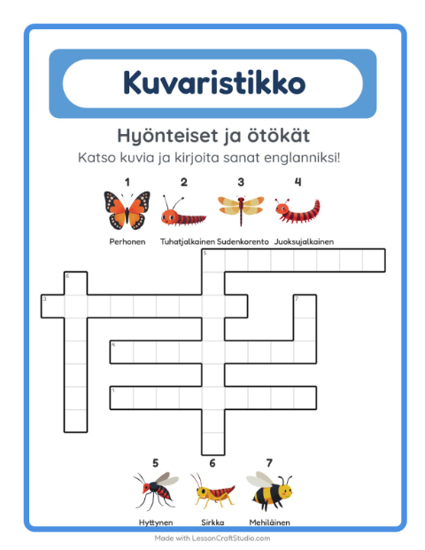 Englannin kuvaristikko – Hyönteiset ja ötökät