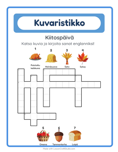 Englannin kuvaristikko – Kiitospäivä