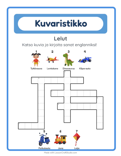 Esikatselu: Opi englantia: Lelut – kuvaristikko lapsille
