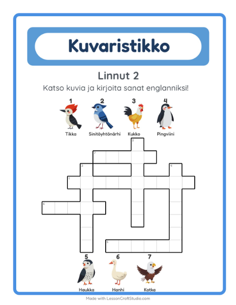 Englannin kuvaristikko – Linnut 2
