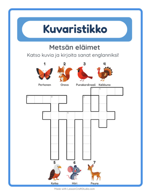 Englannin kuvaristikko – Metsän eläimet