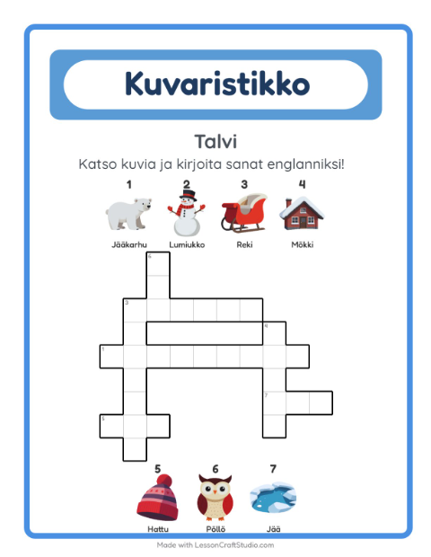 Esikatselu: Opi englantia: Talvi – kuvaristikko lapsille
