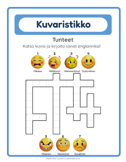 Englannin kuvaristikko – Tunteet