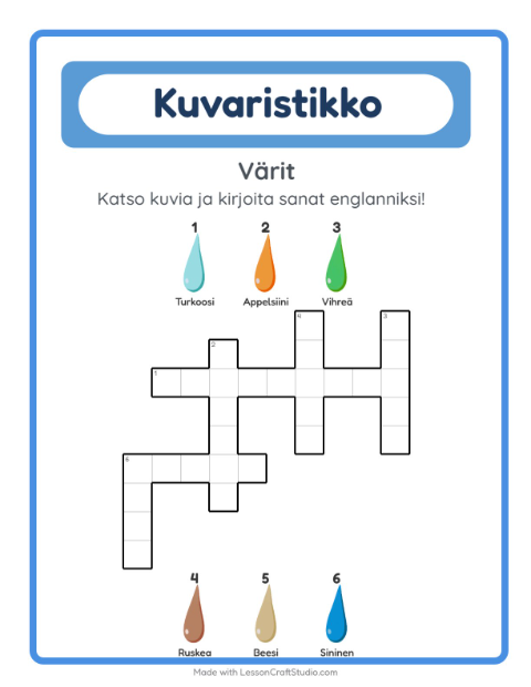 Englannin kuvaristikko – Värit