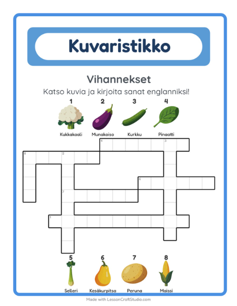 Englannin kuvaristikko – Vihannekset
