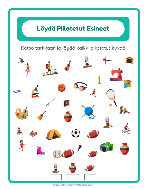 Esikatselu: Etsi esineet: Aktiviteetit – esikouluikäisille