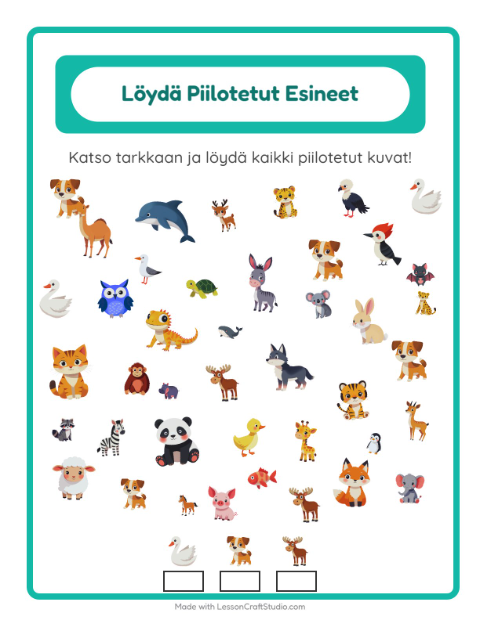 Etsi esineet – Eläimet