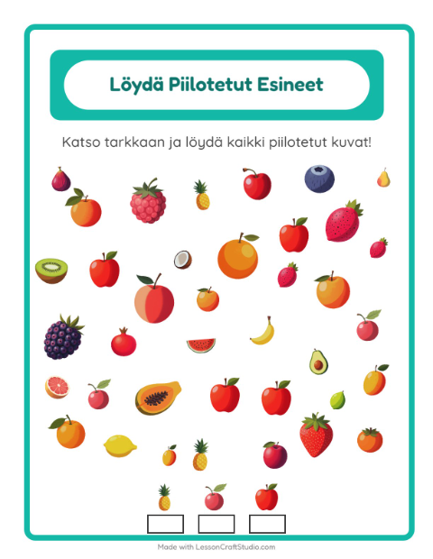 Etsi esineet – Hedelmät