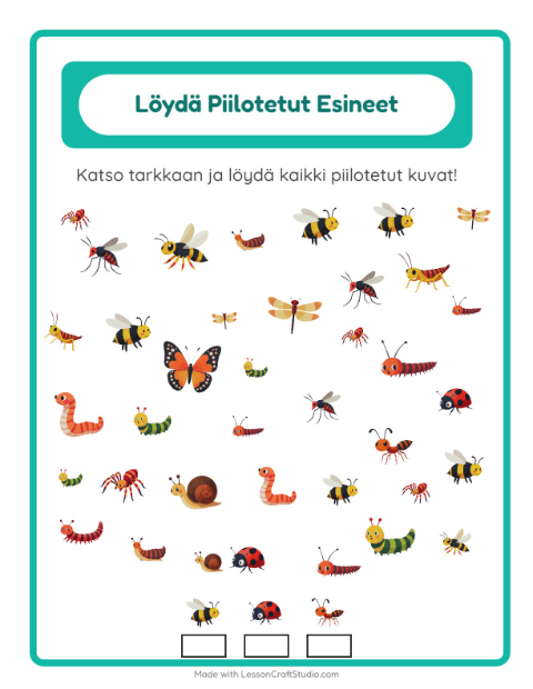 Esikatselu: Etsi esineet: Hyönteiset ja ötökät – esikouluikäisille