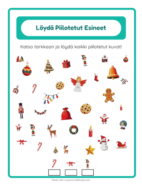 Esikatselu: Etsi esineet: Joulu – esikouluikäisille