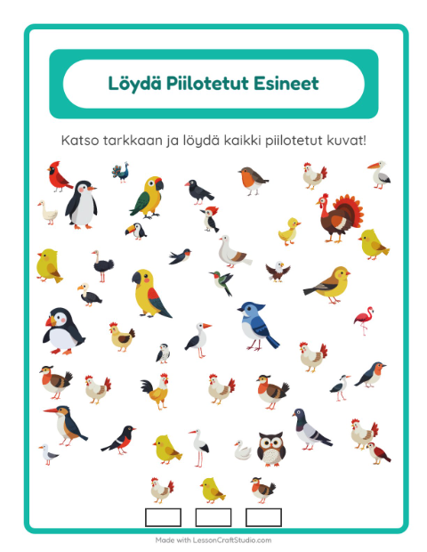 Etsi esineet – Linnut 2