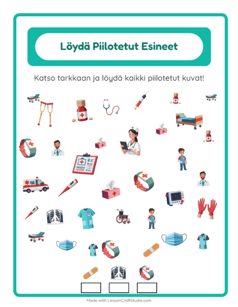 Etsi esineet – Sairaala