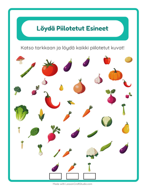 Etsi esineet – Vihannekset