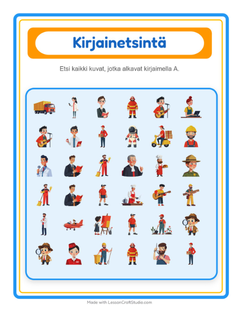 Etsi kirjain – Ammatit