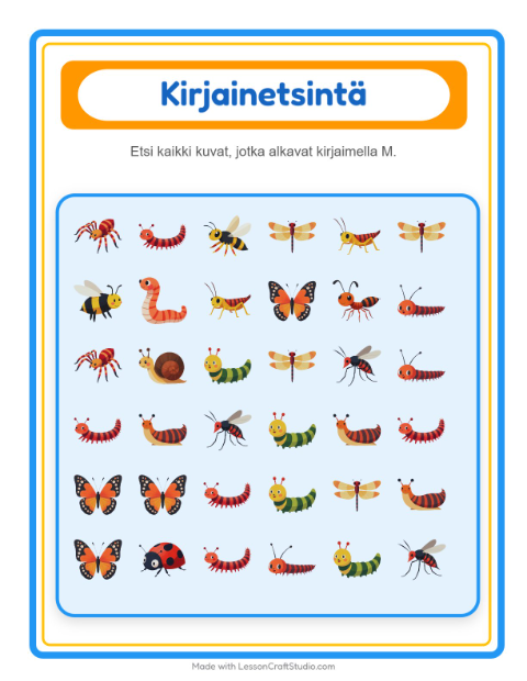Etsi kirjain – Hyönteiset ja ötökät