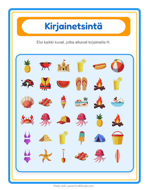 Etsi kirjain – Kesä