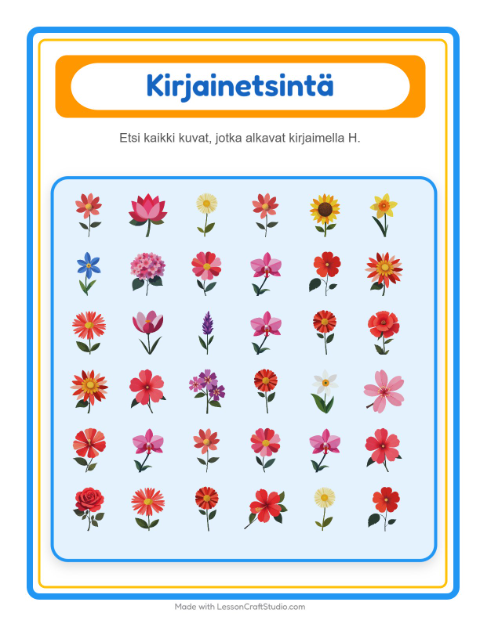 Etsi kirjain – Kukat
